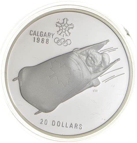 1987 - PROOF 1988 Calgary Winter Olympics Silver $20 Canadian Dollar ...