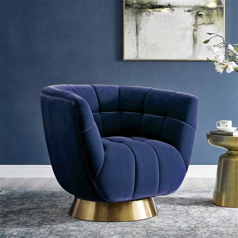 Darcy Sapphire Blue Velvet Swivel Chair - Julian Joseph