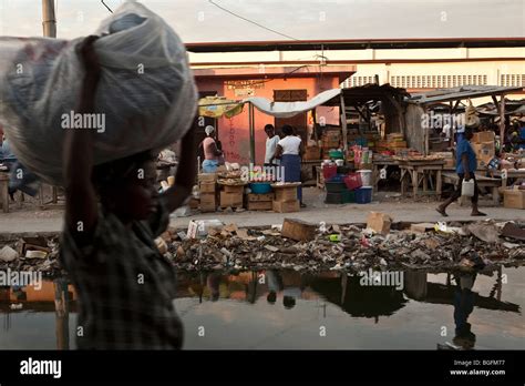 Street scene in Gonaives, Artibonite Department, Haiti, showing an ...