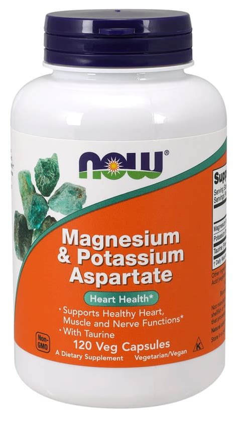 Magnesium & Potassium Aspartate with Taurine 120 kap NOW Foods - Skład ...