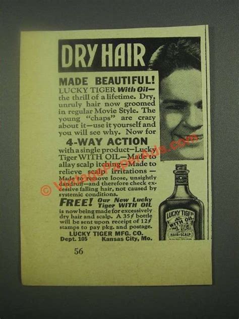 1939 Lucky Tiger Hair Tonic Ad - Dry Hair