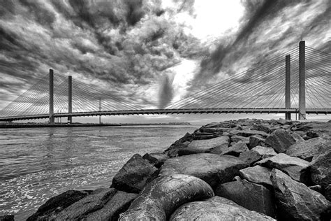 Indian River Bridge Clouds Black and White Photograph by Bill Swartwout ...