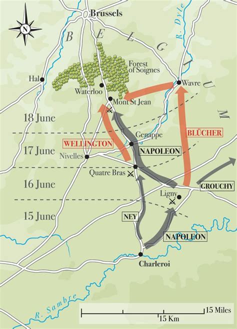 Waterloo - map of troop manoeuvres | Waterloo map, Map, Waterloo