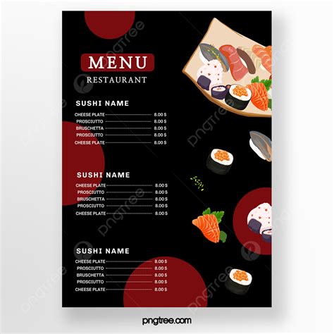 Cartoon Style Sushi Restaurant Menu Template Download on Pngtree