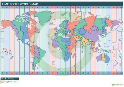 Time Zones World Map | Teach Starter - Worksheets Library