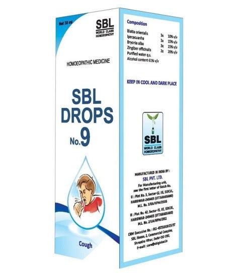 SBL Drops No 9 for Cough, get upto 15% off on homeomart