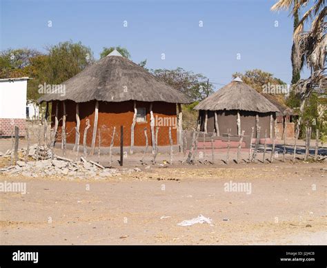 Small African village road, homes of Gweta Botswana Stock Photo - Alamy