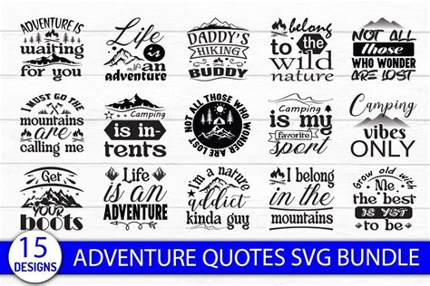 15 ADVENTURE Quotes SVG Designs Bundle, Graphic by Soton Graphics · Creative Fabrica