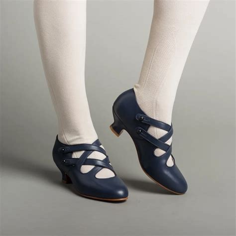 PRE-ORDER Astoria Edwardian Leather Shoes (Navy Blue)(1900-1925 ...