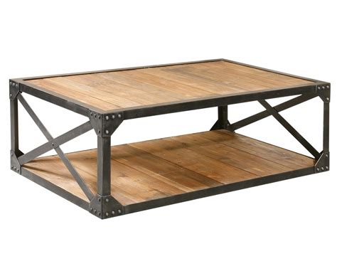 Industrial Metal and Wood Coffee 51" Table | Rectangular Cocktail Table | Industrial Coffee ...