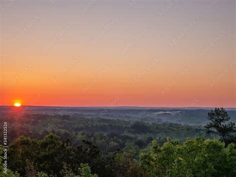 Sunrise from scenic overlook near Cheaha Mountain State Park in Talladega National Forest in ...