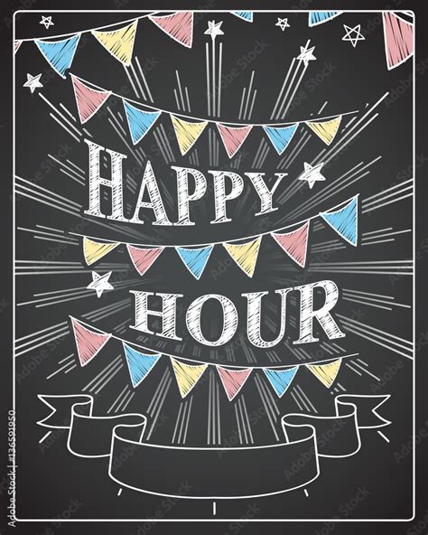 chalkboard banner / Happy hour banner Stock Vector | Adobe Stock