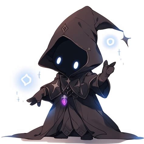 Premium AI Image | A cute chibi black mage character with magical powers in anime style on a ...