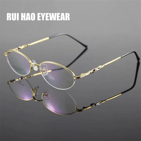 Fashion Oval Eyeglasses Frame Women Half Rimless Glasses Frame Optical Women Spectacles Frames ...