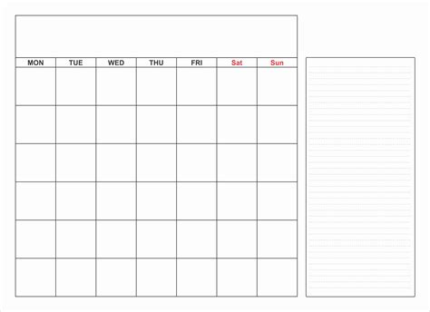 Printable Monthly Blank Calendar Template
