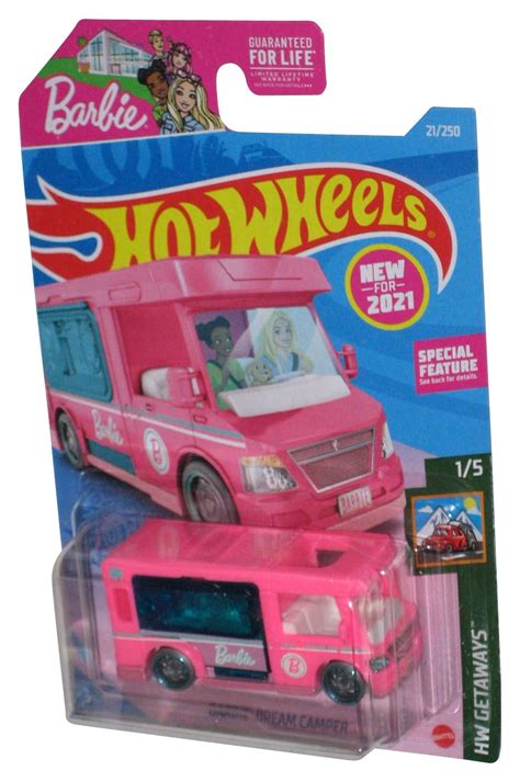 Hot Wheels Barbie HW Getaways 1/5 Pink Dream Camper (2021) Toy Car Bus 21/250 - (Cracked Plastic ...