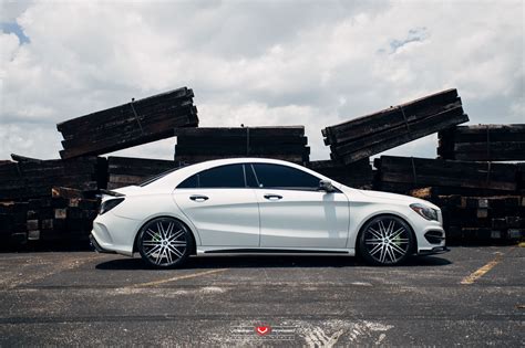 White Mercedes CLA Sits on Vossen Wheels with Green Brakes — CARiD.com ...