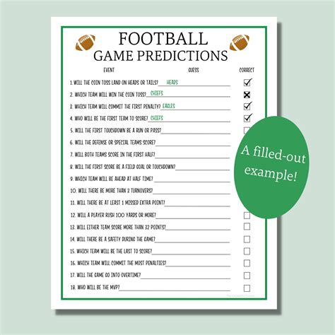 Super Bowl Predictions Game Printable Super Bowl Party Game Super Bowl ...