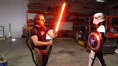 Canadian YouTubers engineer hyper-realistic plasma lightsaber that can cut through steel | CBC Radio