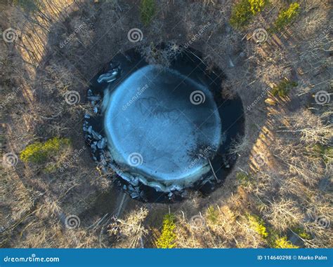 Kaali Main Meteorite Crater Up Close in Saaremaa Estonia Stock Photo ...