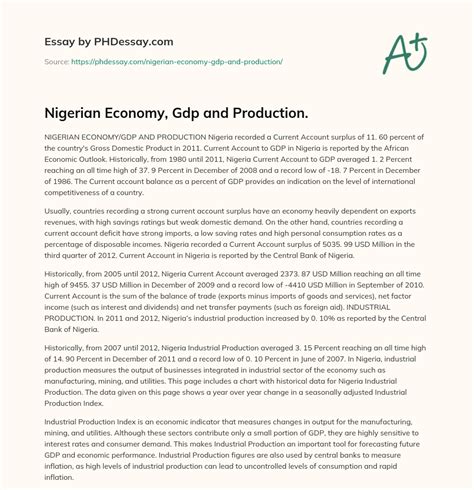 Nigerian Economy, Gdp and Production. (400 Words) - PHDessay.com