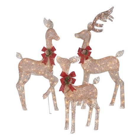 Holiday Time Light-up Outdoor 3-Piece Glitter Reindeer Decoration Set ...