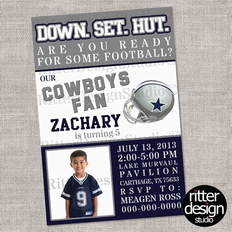 Dallas Cowboys Birthday Party Invitations Dallas Cowboys Football ...