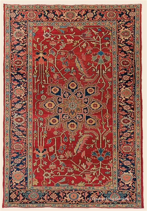 Antique 19th century Northwest Persian Serapi floral collectible Oriental Deep Red Area Rug ...