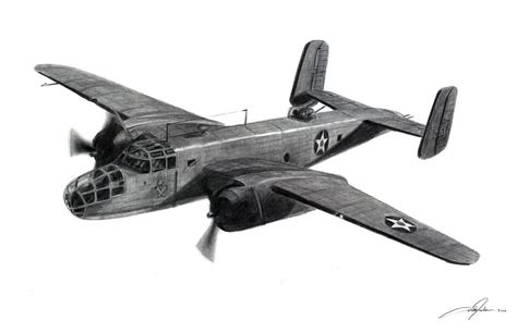 B-25b The Ruptured Duck Drawing by Dale Jackson