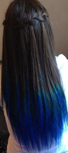 kool aid dye dark hair - Google Search … Blue Tips Hair, Hair Dye Tips, Colored Hair Tips, Dye ...