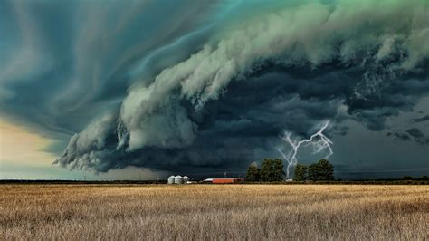 nature, Landscape, Trees, Clouds, Hill, Field, Building, Storm ...