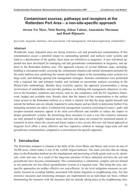 (PDF) Contaminant sources, pathways and receptors at the Rotterdam Port Area–a non-site-specific ...