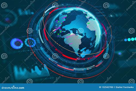 HUD Display with a Volumetric Hologram of the Planet Earth Stock Illustration - Illustration of ...