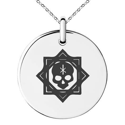 Stainless Steel Necromancy Magic Rune Engraved Small Medallion Circle Charm Pendant Necklace ...