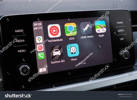 Apple Carplay Screen Car Dashboard Youtube Stock Photo 1802063002 ...