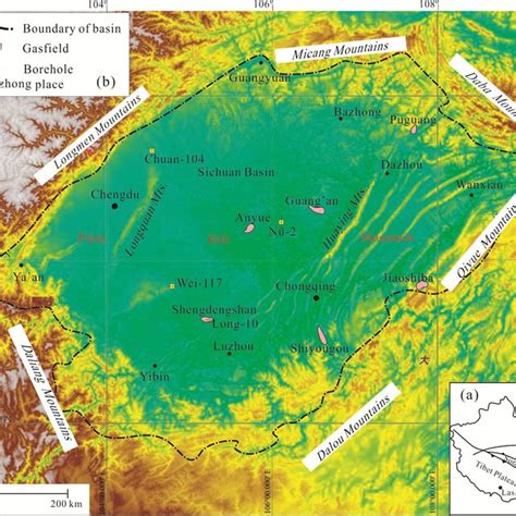 (a) Inser-map of the basic tectonic framework of the Sichuan Basin. (b ...