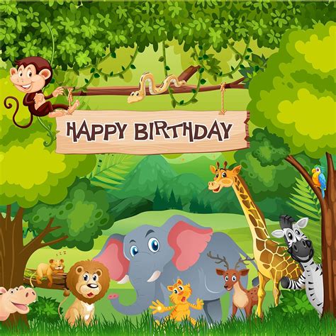 Party Bloom - Jungle Theme Birthday Backdrop Decoration Background ...