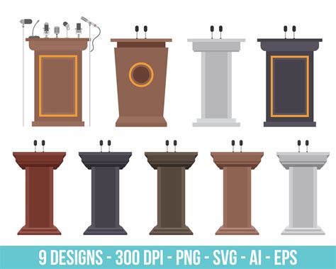 Wooden Podium Clipart Set. Digital Images or Vector Graphics for ...