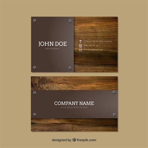 Premium Vector | Business cards with wooden background