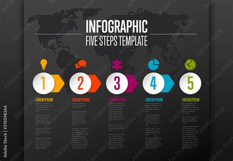 Five Step Process Infographic Template Stock Template | Adobe Stock