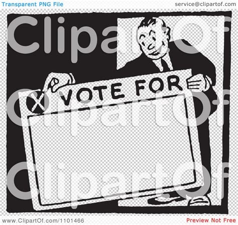 Clipart Retro Black And White Politician Holding A Vote For Sign ...