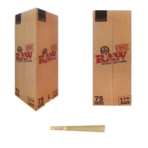 Raw Classic 1¼ size Cones 75 Count.