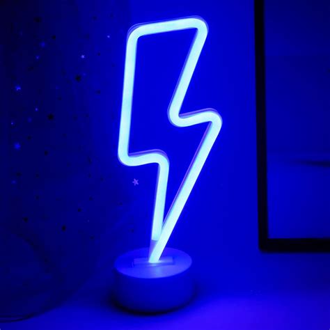 eyeJOY Blue Lightning Bolt Neon Sign LED Neon Light USB or Battery ...