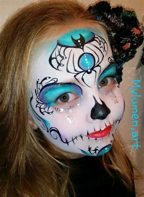 Spider sugar skull Sugar Skull Face Paint, Sugar Skull Makeup, Sugar ...