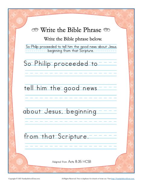 Philip and the Ethiopian Bible Activities on Sunday School Zone