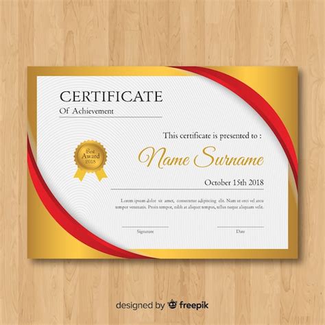 Beautiful golden certificate template | Free Vector