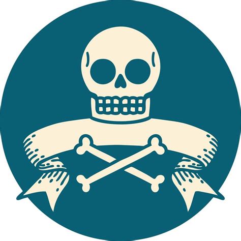 tattoo style icon with banner of a skull 11861811 Vector Art at Vecteezy