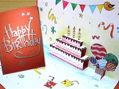 Happy Birthday Cake, Pop Up Card Tutorial HomemMade Pop Up Cards, Pop ...