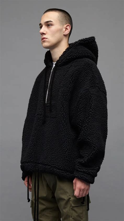 Best streetwear brand design oversize half zip sherpa hoodie pullover men fleece fur hoody-in ...