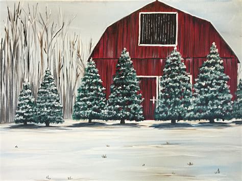 Winter Barn Painting at PaintingValley.com | Explore collection of Winter Barn Painting